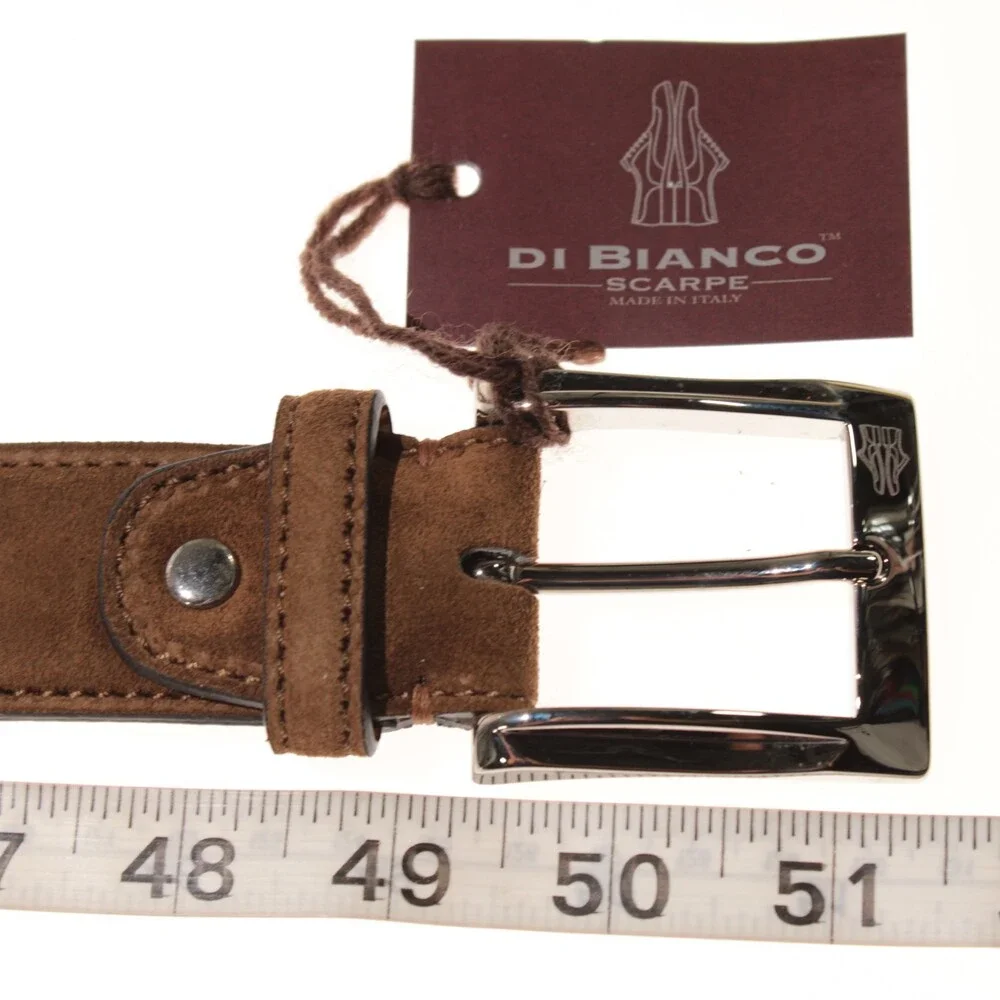 Di Bianco NWT Cut to Size Dress Belt In Solid Brown Suede Leather One Size